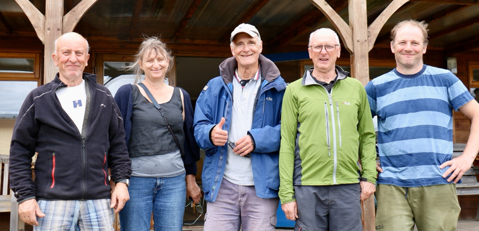 Chief Instructor Richard McCulloch (centre) with (left to right) newly qualified Assistant Instructors, Guy Davison, Laurie Lewis, Peter Thomas and David Milsom.