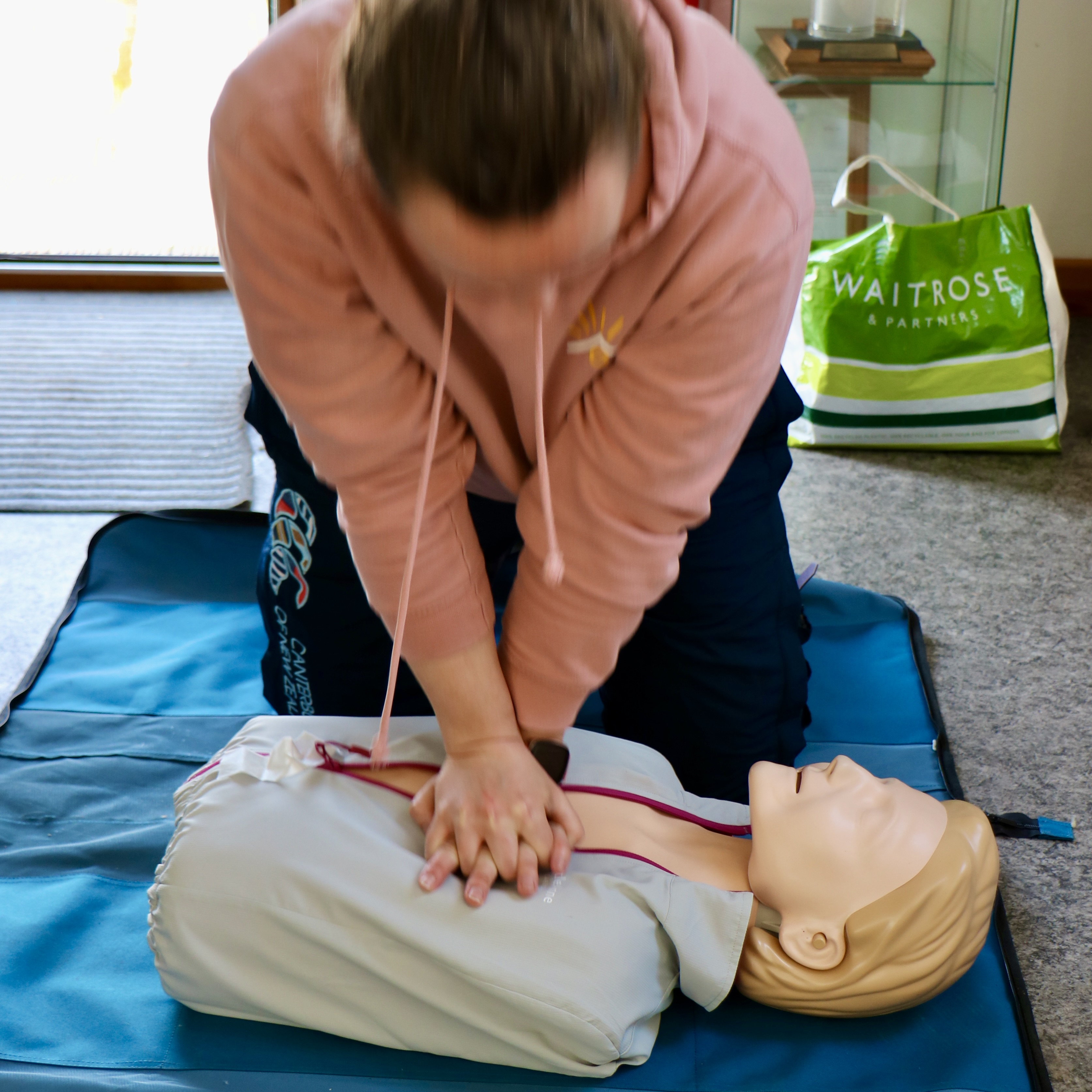 RYA First Aid Instructor, Dr Jess Annett, demonstrates CPR