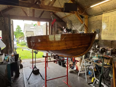 Hamble Star in Pete Smith's workshop