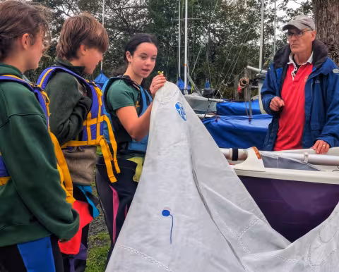 AIs learning how to instruct in boat-rigging with Chief Instructor, Richard McCulloch.