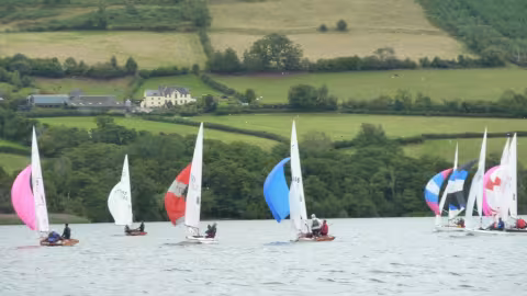 Flying Fifteens racing under spinnakers