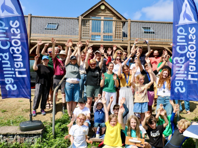 Trainees, instructors and parents in front of LSC club house