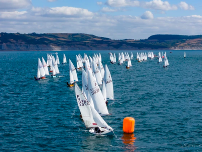 Firefly National Champs 2025, rounding a leeward mark.