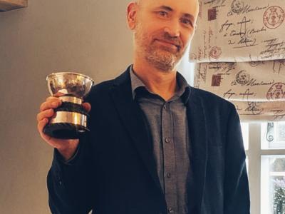 Alex Frost with Llangorse Sailing Club's Griffin Trophy